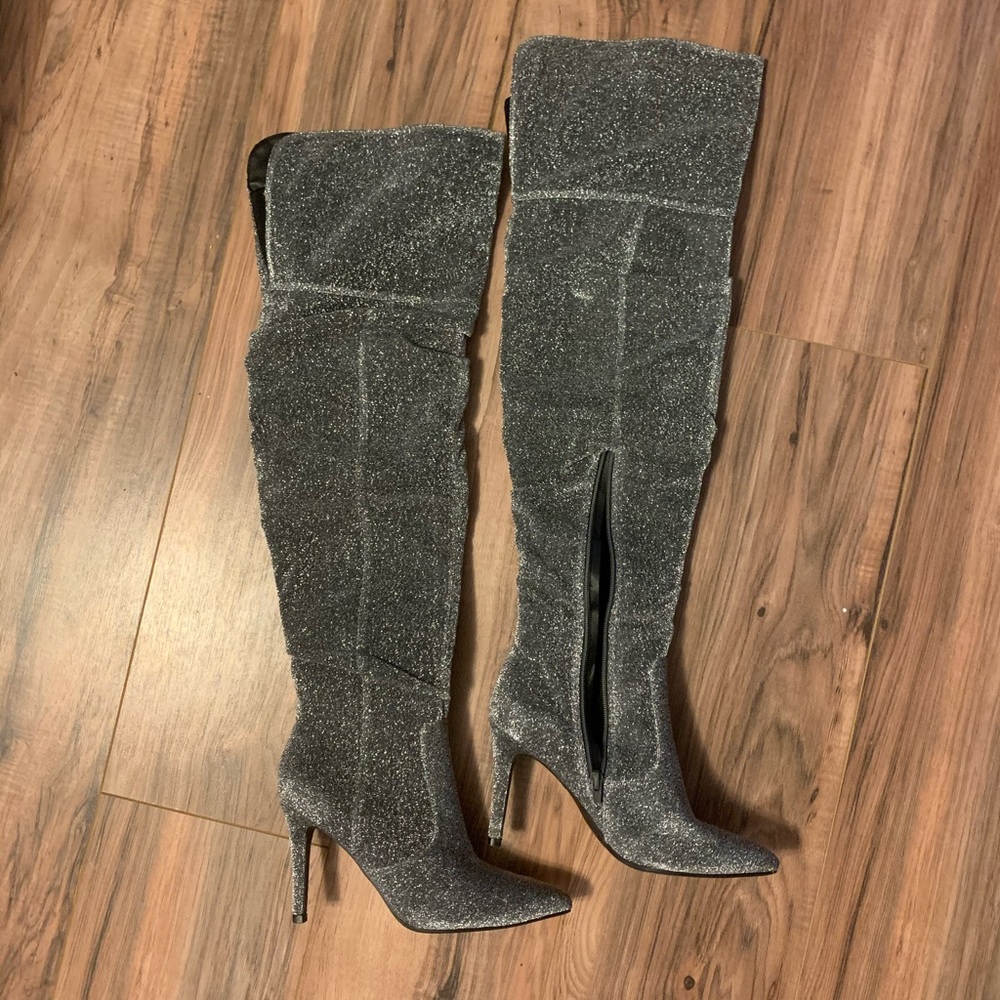 Thigh high heeled boots size 6